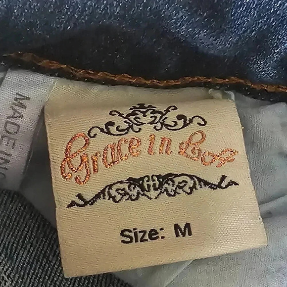 Grace in LA Raw Hem Daisy Duke Blue Short Med - Picture 4 of 5